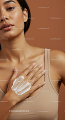 Close-up of Woman Applying Cream Highlighting Skincare Routine and Flawless Skin