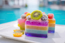 Colorful Layered Soap with Kiwi and Dragon Fruit Toppings