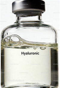 Close-up of Hyaluronic Acid Serum in Clear Glass Bottle