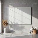 Minimalist interior with blank canvas and natural decor