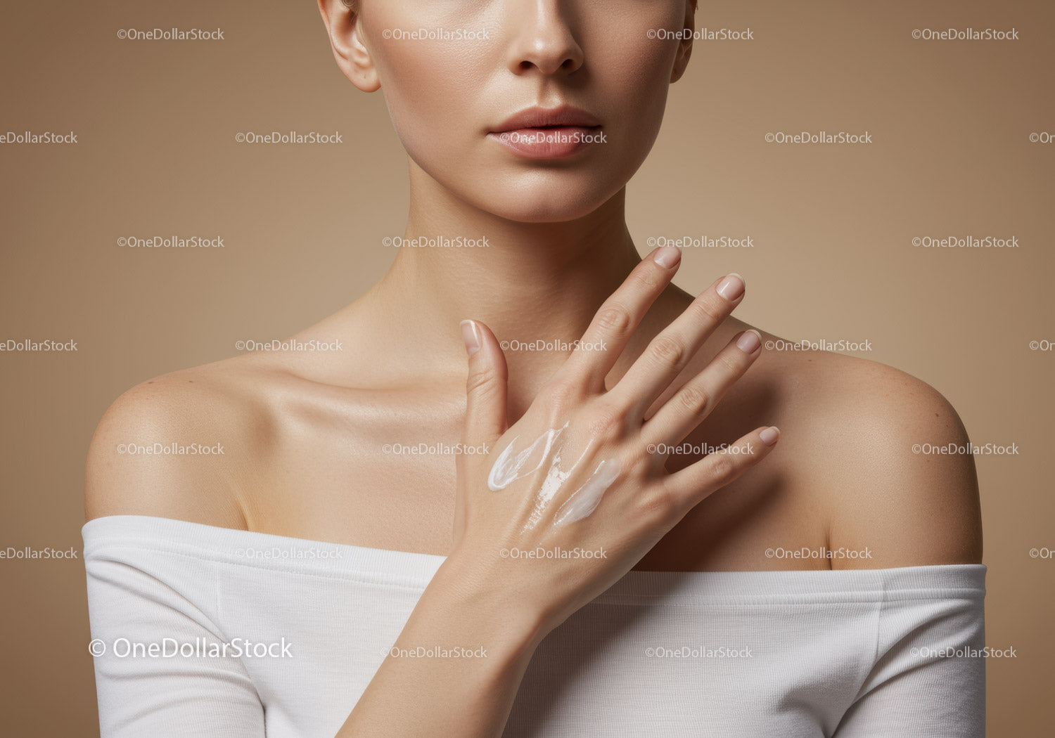 Close-up of a Woman Applying Moisturizer on Her Shoulder for Healthy Skin