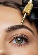 Close-up of Eyebrow Microblading Procedure with Professional Tool