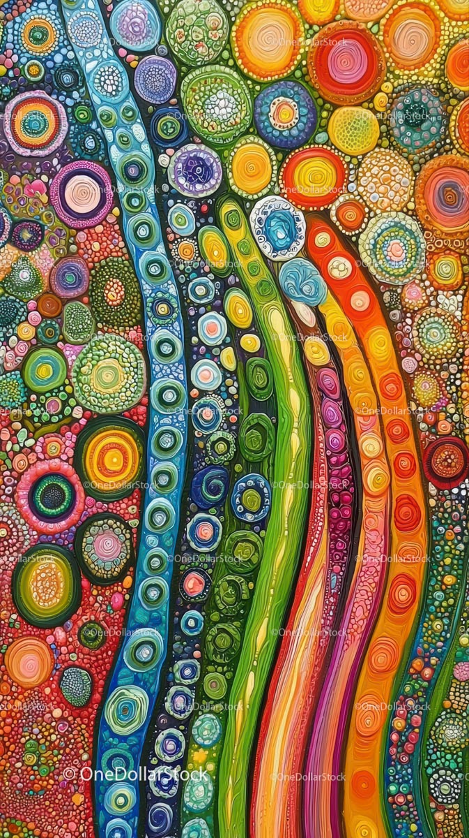 Colorful Circular Patterns Abstract Art Vibrant Psychedelic Design