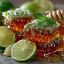 Delicious Honeycomb with Fresh Lime and Mint Garnish