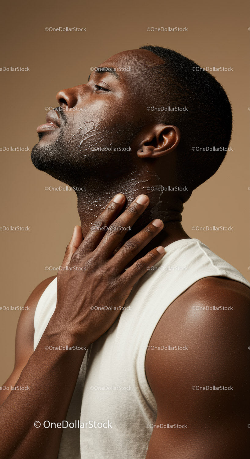 Close-Up Portrait of Black Man with Smooth Skin and Confident Expression