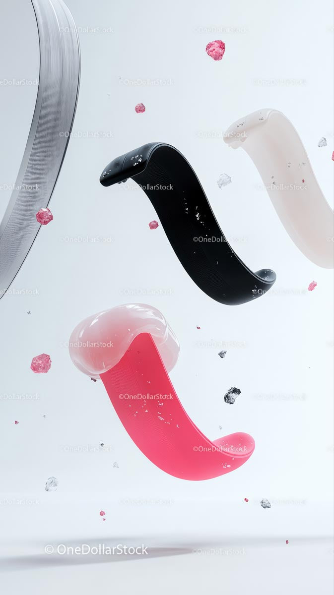 Elegant Wireless Earphones Floating in Minimalist Abstract Scene