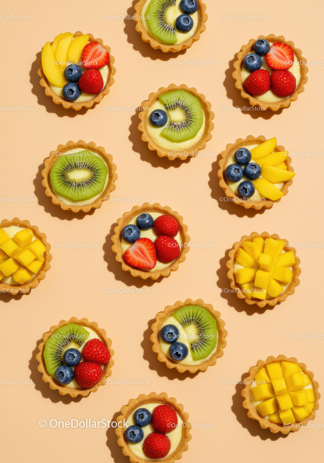 Colorful Mini Fruit Tarts with Fresh Summer Berries