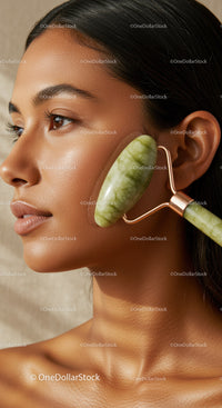 Woman Receiving Jade Roller Facial Massage for Glowing Skin