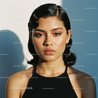 Stunning Portrait of a Young Woman with Vibrant Makeup
