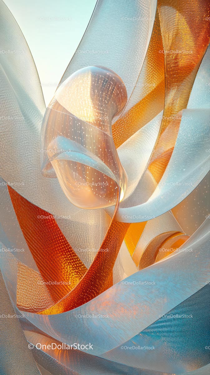 Futuristic Metallic Abstract Sculpture with Shiny Curves