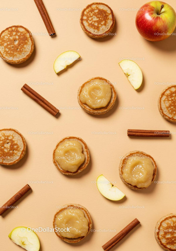 Mini Pancakes with Apple Sauce Cinnamon Sticks