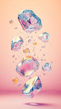 Colorful Rocks Floating in a Vibrant Artistic Display