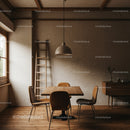 Modern Rustic Dining Room with Wooden Table and Chairs