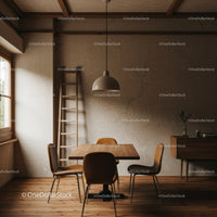 Modern Rustic Dining Room with Wooden Table and Chairs