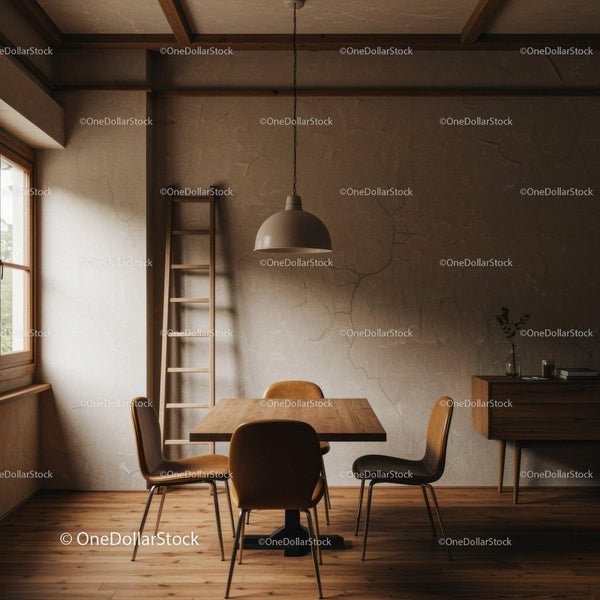 Modern Rustic Dining Room with Wooden Table and Chairs