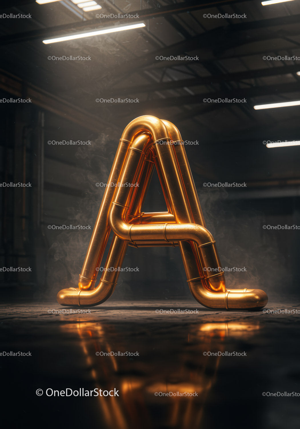 Industrial Golden Pipe Structure Shaped as Letter A