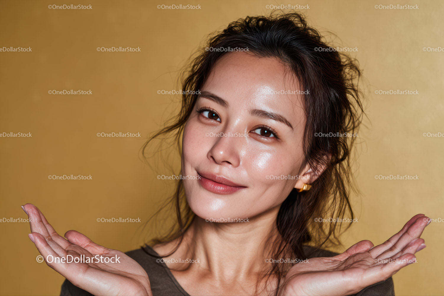 Happy Young Woman with Bright Smile and Natural Beauty