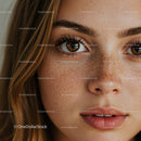 Close-Up of Freckled Girl with Brown Eyes and Red Hair in Natural Light