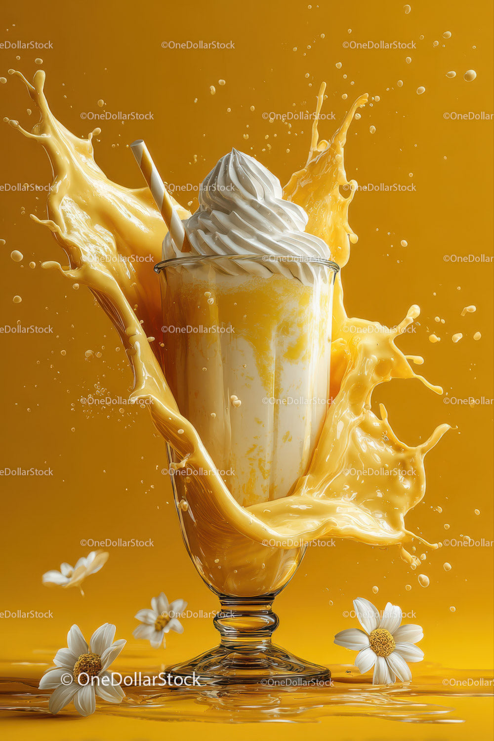 Vibrant Splash of Orange Juice and Lemonade in Glass