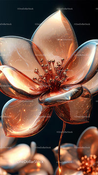 Elegant Metallic Flower with Shiny Glass Petals for Decor and Art