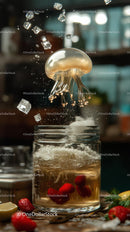 Jellyfish Floating in Ocean Underwater Scene