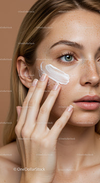 Close-Up of Young Woman Applying Skincare Cream for a Bright Glowing Complexion