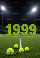 Tennis milestone celebration with 1999 balls on court