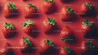 Fresh Ripe Strawberries on Vibrant Red Background for Advertising