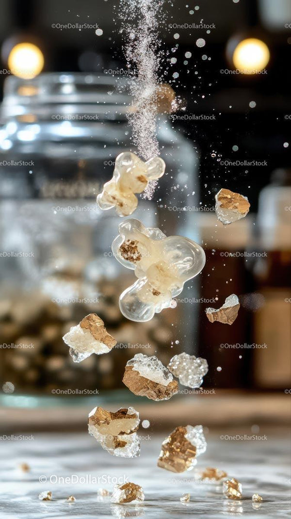 Zbliżenie na kawałki popcornu opadające w powietrzu do reklamy jedzenia