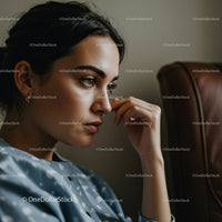 Contemplative Woman Portrait with Emotional Expression for Stock Use