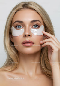 Young Woman Applying Under-Eye Gel Patches for Skin Rejuvenation