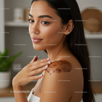 Woman Applying Exfoliating Scrub on Shoulder for Glowing Skin