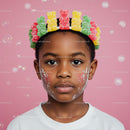 Child Wearing Colorful Gummy Bear Candy Crown