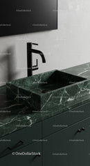 Modern Green Marble Bathroom Sink with Black Faucet and Minimalist Design