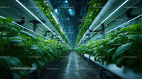 Indoor Hydroponic Greenhouse with Lush Leafy Greens and Modern Technology