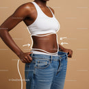 Woman Measuring Waistline with Tape for Fitness or Body Transformation