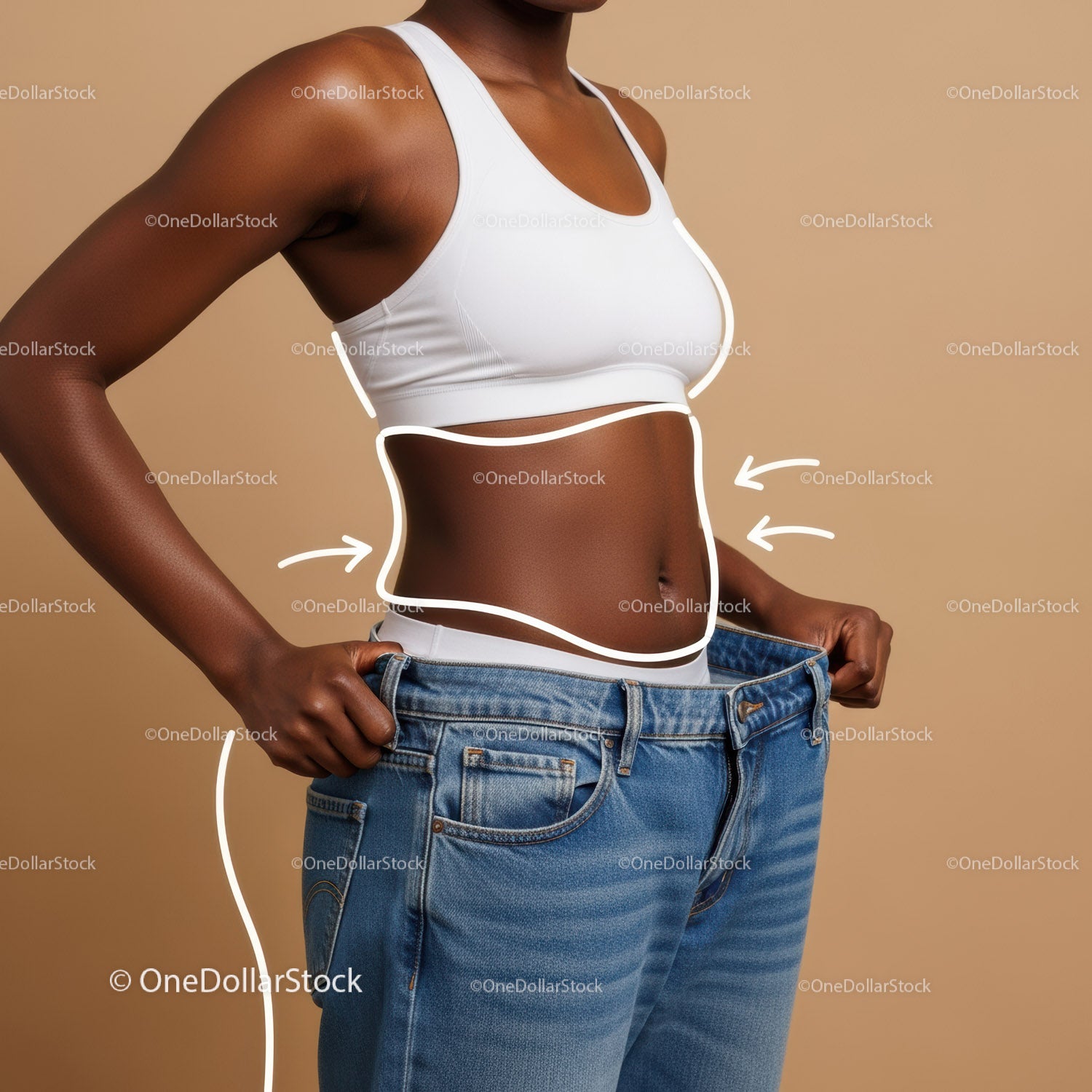 Woman Measuring Waistline with Tape for Fitness or Body Transformation