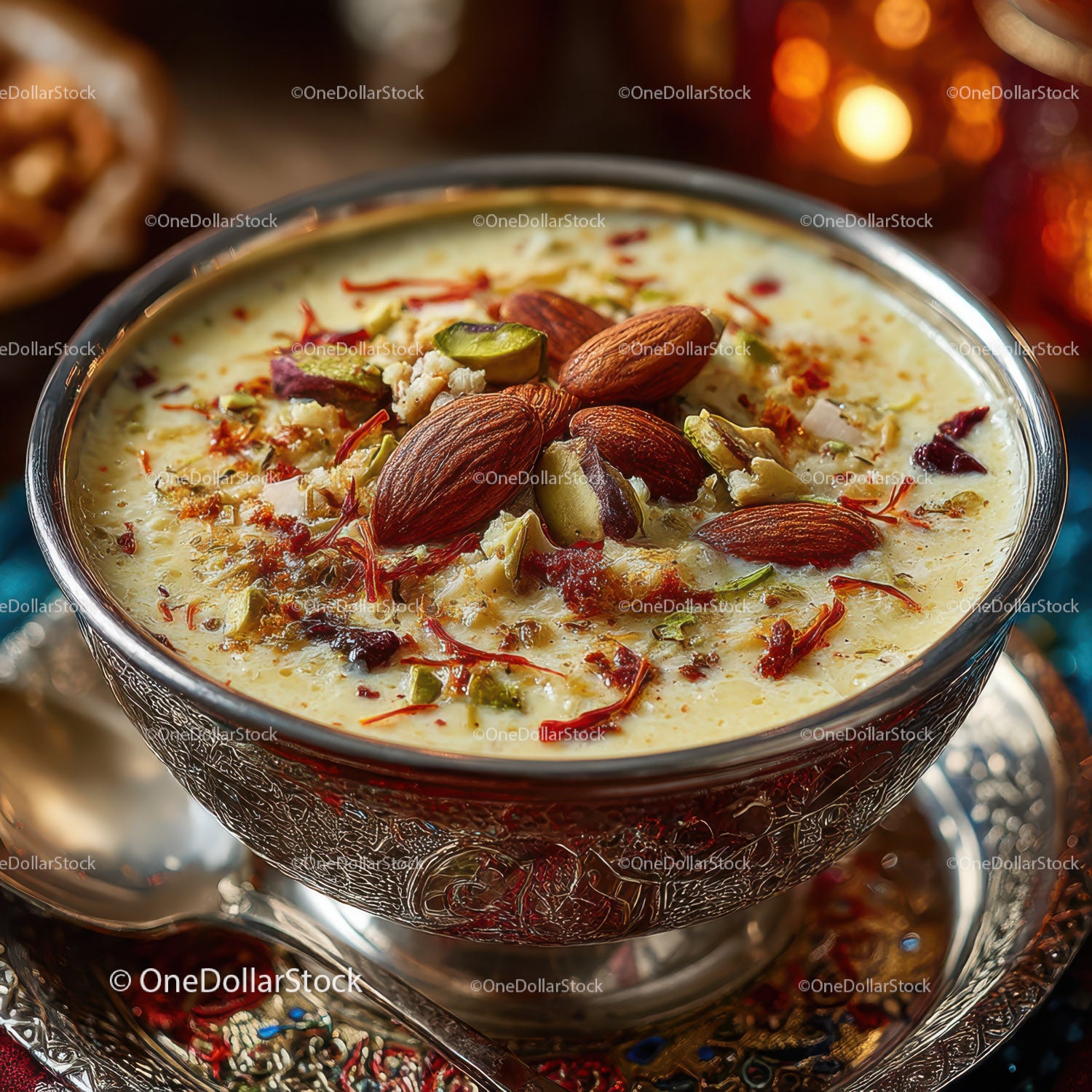 Rich Indian Yogurt Dessert with Pistachios and Rose Petals