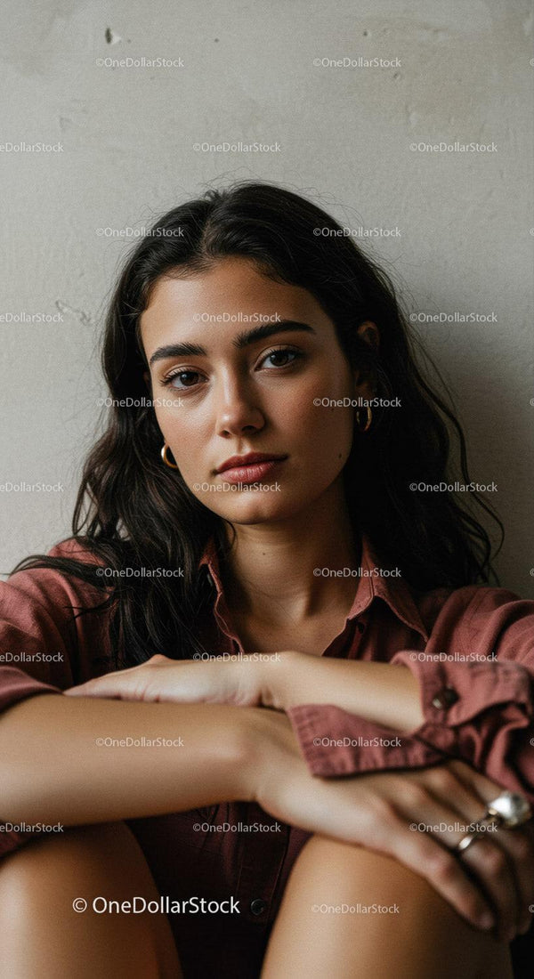 Portret Stylowej Młodej Kobiety z Pewnym Siebie Wyrazem Twarzy