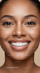 Close up of smiling woman with flawless radiant skin