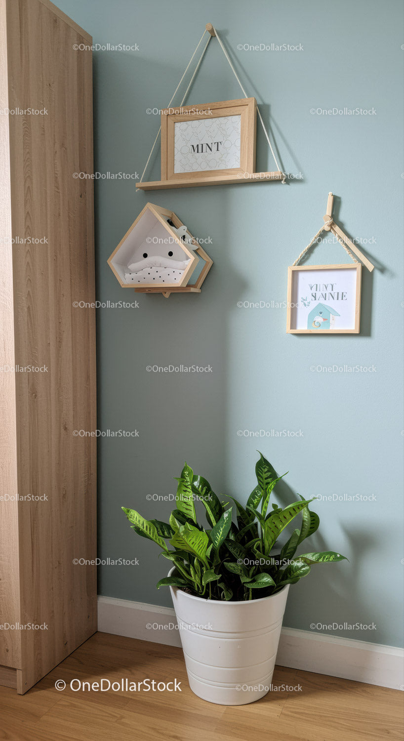 Indoor Houseplant and Wall Decor with Framed Art in Cozy Room