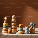 Wooden Animal Stacking Toys with Warm Natural Light