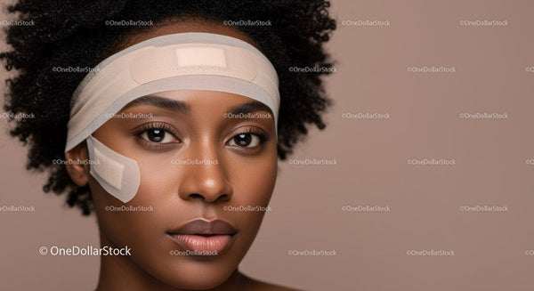 Czarna kobieta z afro i gojącą się blizną w sportowej opasce na głowę