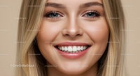 Close Up of Young Woman Smiling with Bright White Teeth