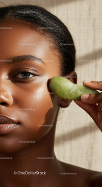 Close-up of a Woman with Glowing Skin and Tropical Vibe