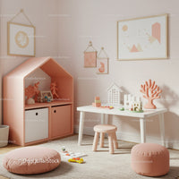 Modern Pink Nursery with Playful Toys and Soft Decor
