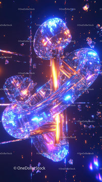 Futuristic DNA Helix with Glowing Neon Light Vibrant Technology