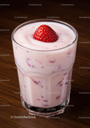Fresh strawberry yogurt with whole strawberry topping