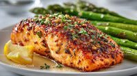 Fresh Grilled Salmon with Asparagus and Lemon for Healthy Eating