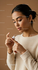 Beautiful woman applying moisturizer for smooth glowing skin